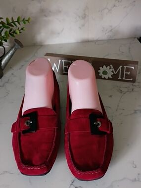 Stuart Weitzman Burgundy Suede Loafers